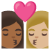 👩🏾‍❤️‍💋‍👩🏼 kiss: woman, woman, medium-dark skin tone, medium-light skin tone display on Google